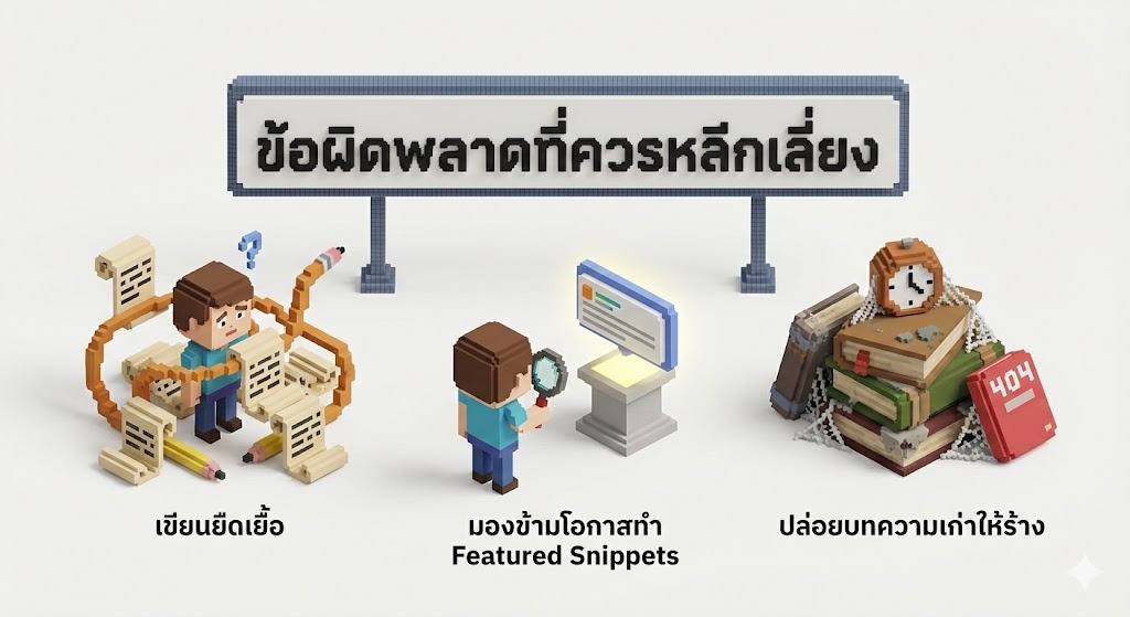 บทความ SEO ควรมีกี่คำ? เทคนิคการเขียนที่ทำให้ติดอันดับ Google 7 ข้อผิดพลาดที่ควรหลีกเลี่ยง