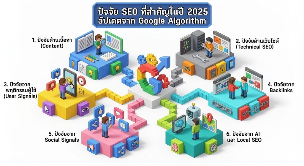 SEO คือ อะไร , ปัจจัย SEO มีอะไรบ้าง และ SEO ทำอย่างไร 4 ปัจจัย SEO ที่สำคัญในปี 2025 อัปเดตจาก Google Algorithm