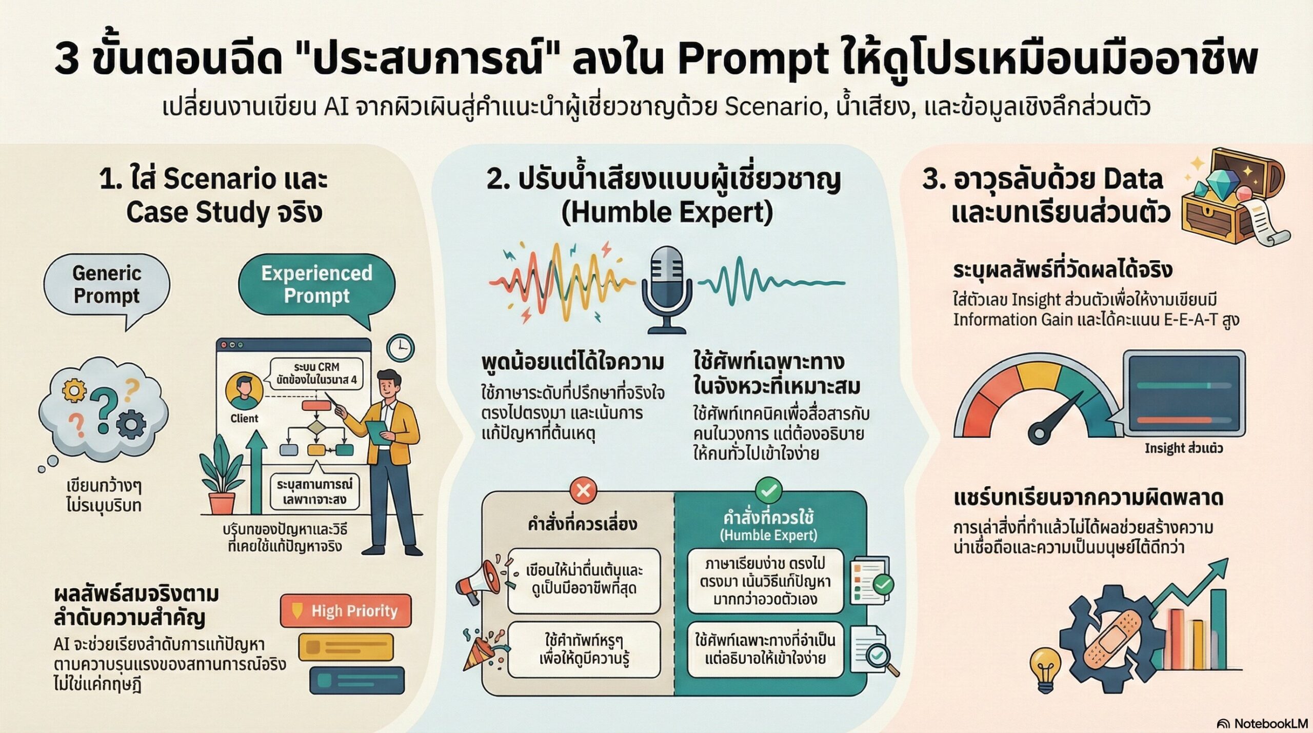 3 ขั้นตอนฉีดประสบการณ์ลงใน Prompt ให้แนบเนียน