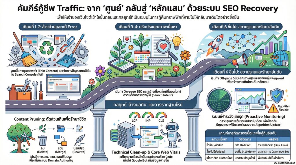Case Study เบื้องหลังการกู้เว็บ Traffic หายเกลี้ยง ให้กลับมา 100% (เจาะลึก)