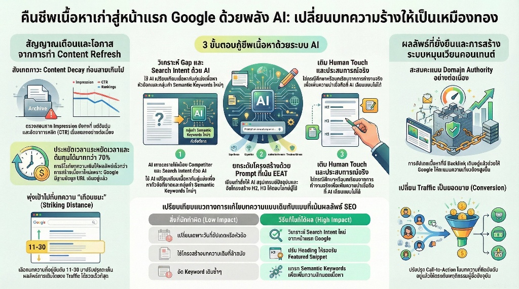 Rewriting for SEO เทคนิคใช้ AI รีไรท์บทความเก่าให้กลับมาติดอันดับใหม่