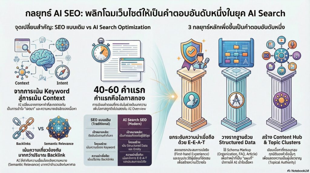 กลยุทธ์ AI SEO หัวข้อ แนวทางการปรับแต่งเว็บไซต์สำหรับ AI Search