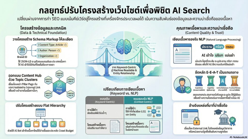 กลยุทธ์ปรับโครงสร้างเว็บไซต์เพื่อพิชิตอัลกอริทึม AI