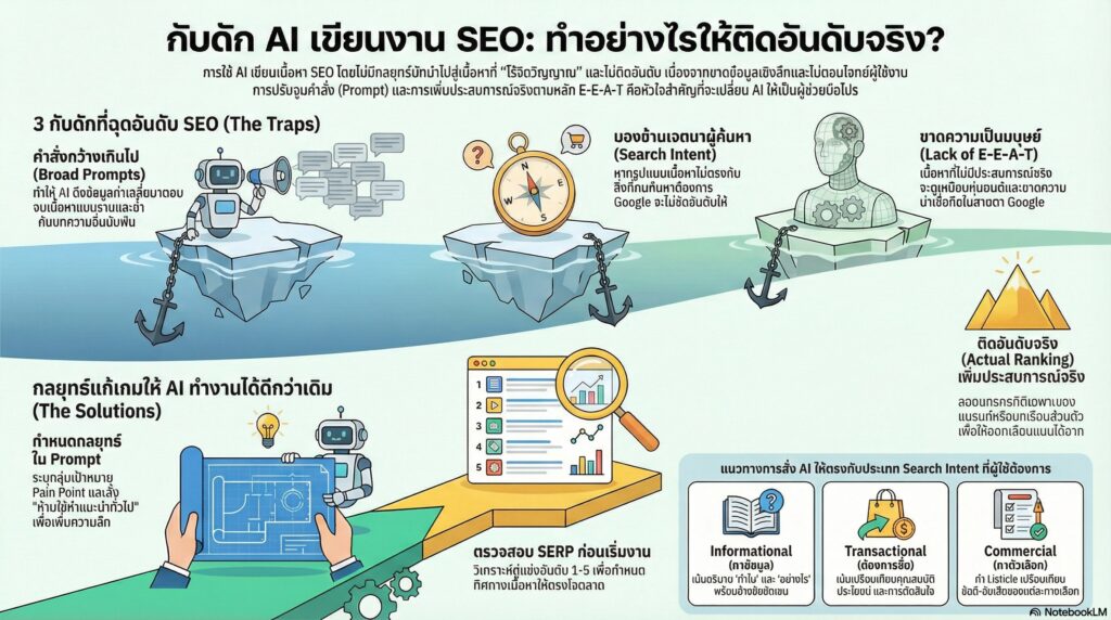 กับดักที่ทำให้ AI เขียนงาน SEO แล้วไม่ติดอันดับ
