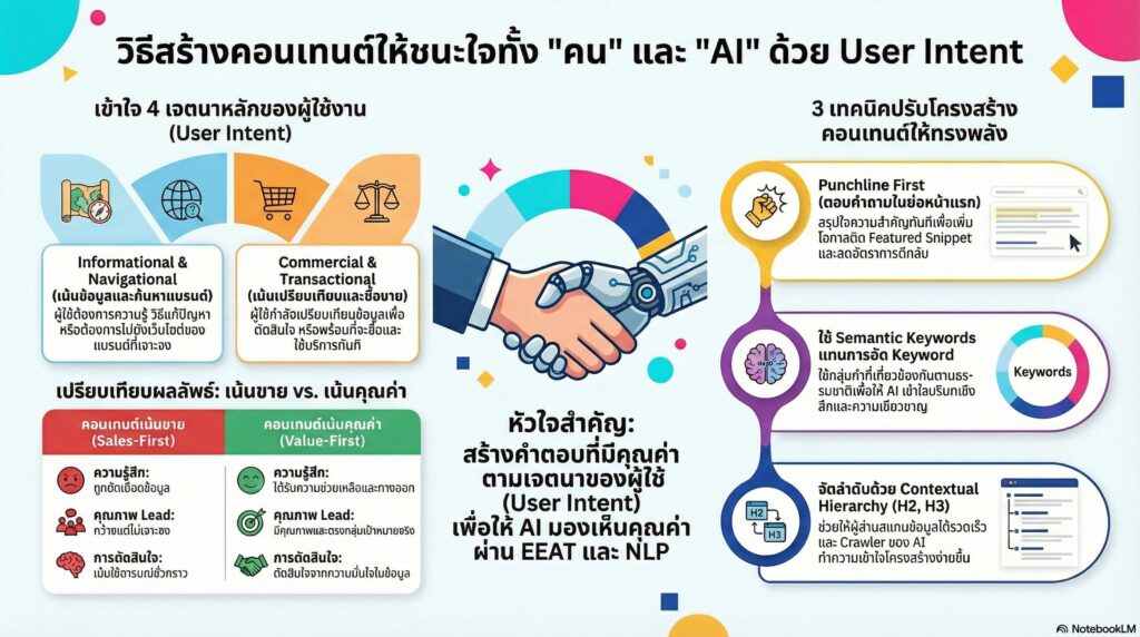 การวิเคราะห์ User Intent หัวข้อวิธีเขียนคอนเทนต์ให้ตอบโจทย์ผู้ใช้งานและ AI