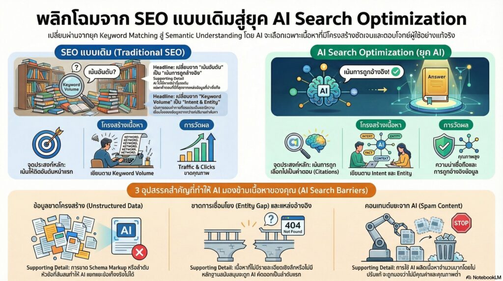 เช็คลิสต์ เตรียมเว็บไซต์ให้พร้อมสำหรับ AI Search 3 กำแพงที่มองไม่เห็นระหว่างคุณกับ AI