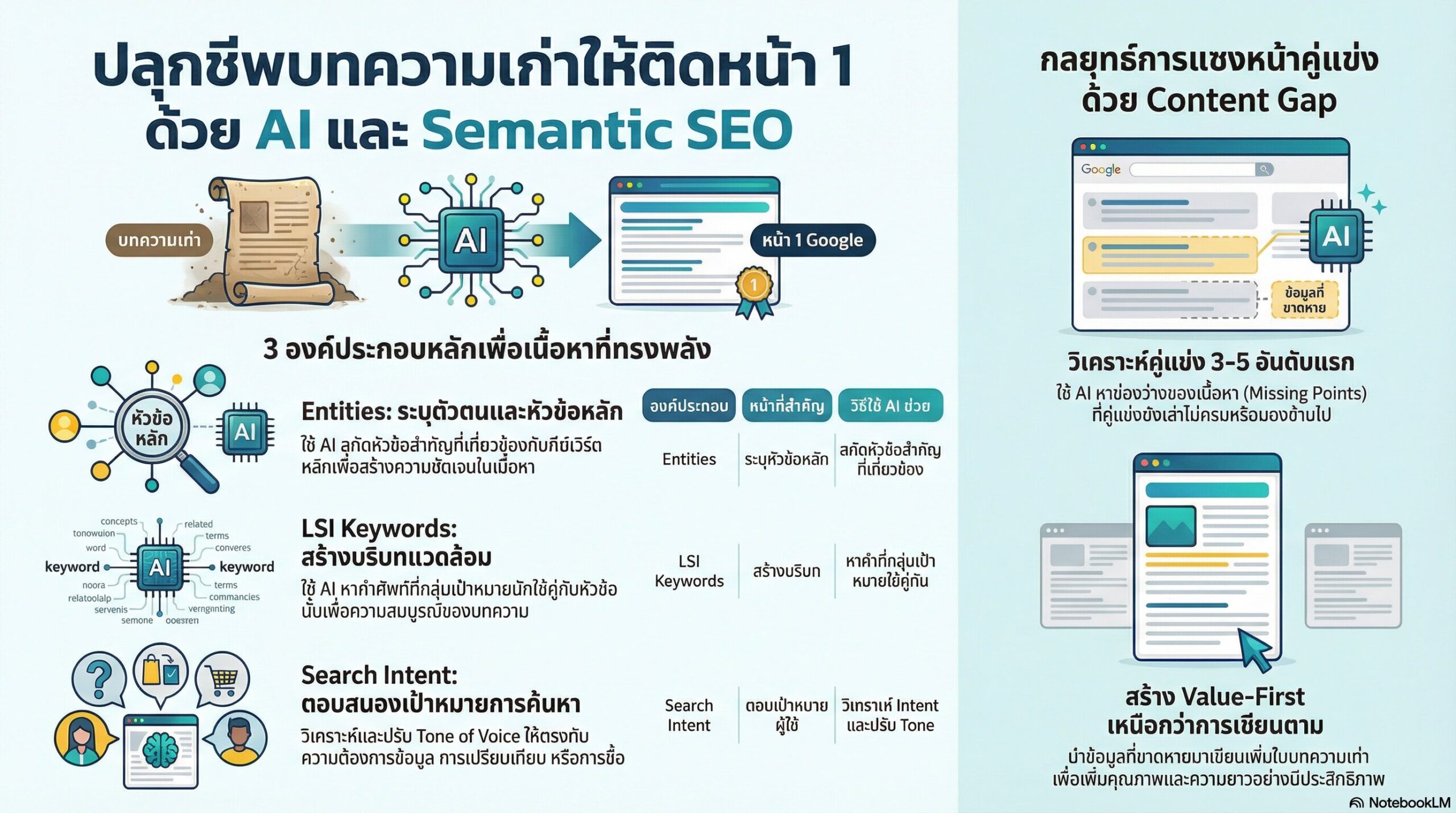กุญแจสำคัญคือการผสาน Semantic SEO เข้ากับความฉลาดของ AI