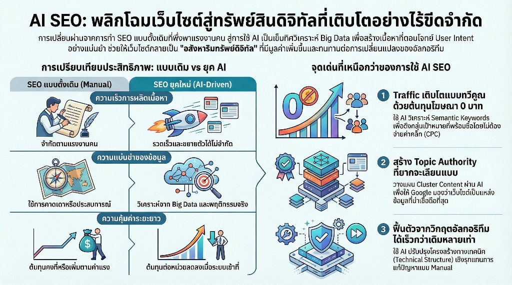 AI Tools Review แนะนำเครื่องมือ AI SEO ที่ Agency เลือกใช้จริง 6 ความได้เปรียบระยะยาวเมื่อ SEO ของคุณทำงานด้วยระบบ AI