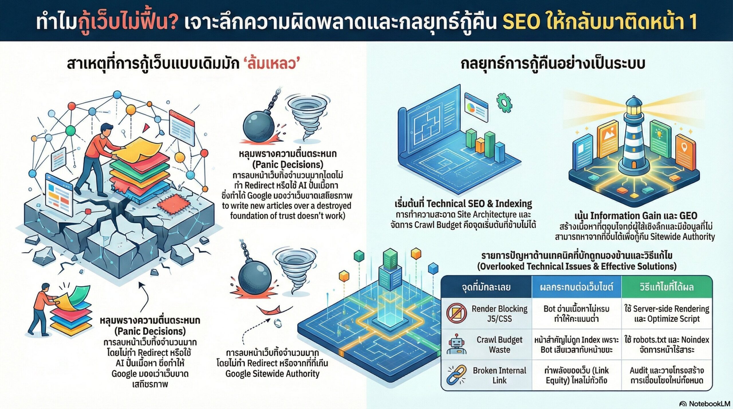 ทำไมความพยายามแบบเดิมถึงกู้เว็บไม่สำเร็จ