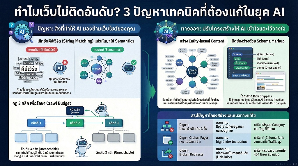 Technical SEO หัวข้อการปรับโครงสร้างเว็บไซต์ให้รองรับการจัดอันดับยุคใหม่ 3 ปัญหาทางเทคนิคที่ทำให้เว็บไซต์ไม่ถูกค้นพบ
