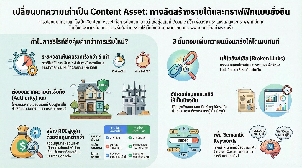ผลลัพธ์ที่ยั่งยืนจากการเปลี่ยนบทความเก่าเป็น Content Asset ทำเงิน
