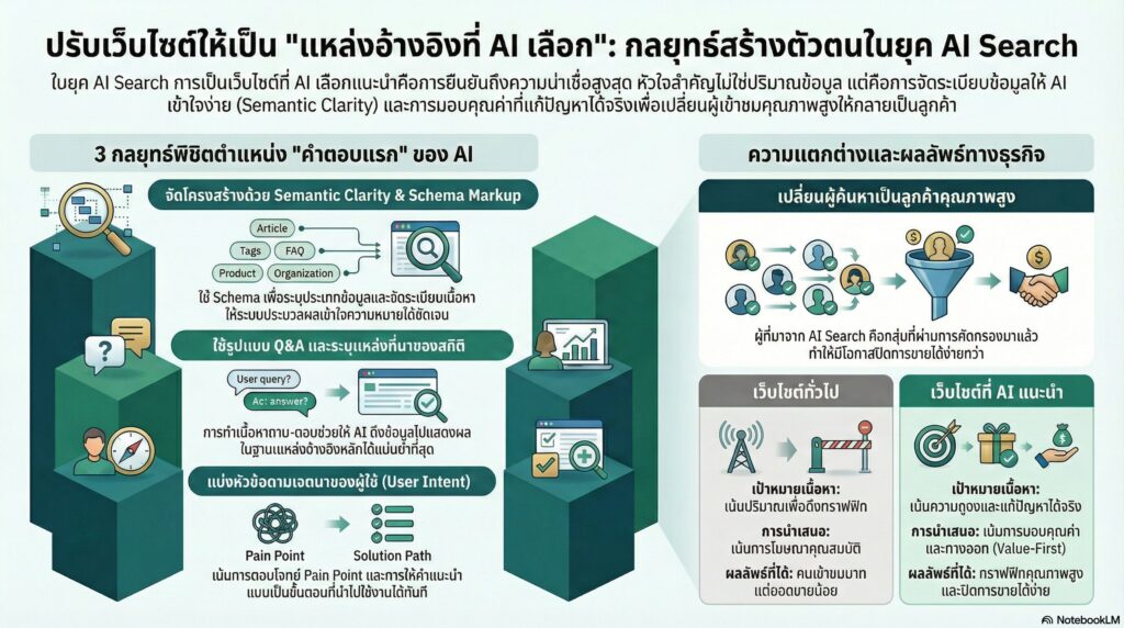 เช็คลิสต์ เตรียมเว็บไซต์ให้พร้อมสำหรับ AI Search 2 ยุคทองของเว็บไซต์ที่ AI เลือกแนะนำ