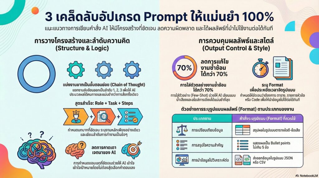 วิธีการตั้งโจทย์ให้ AI ทำงานได้แม่นยำ 5 สูตรลับการเขียน Prompt ให้แม่นยำ 100%