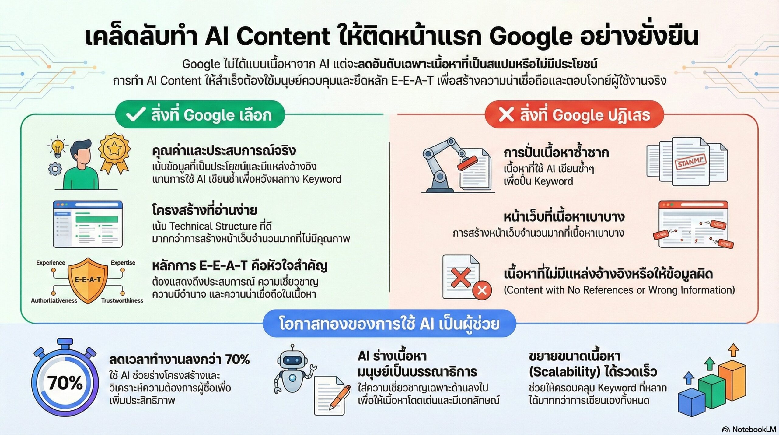เคล็ดลับการทำ AI Content ให้ติดหน้าแรก Google แบบยั่งยืน
