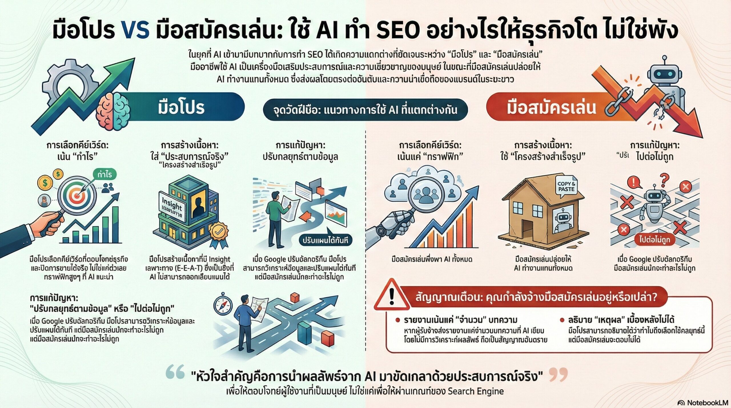 เคล็ดลับการแยกแยะระหว่างมือโปรและมือสมัครเล่น