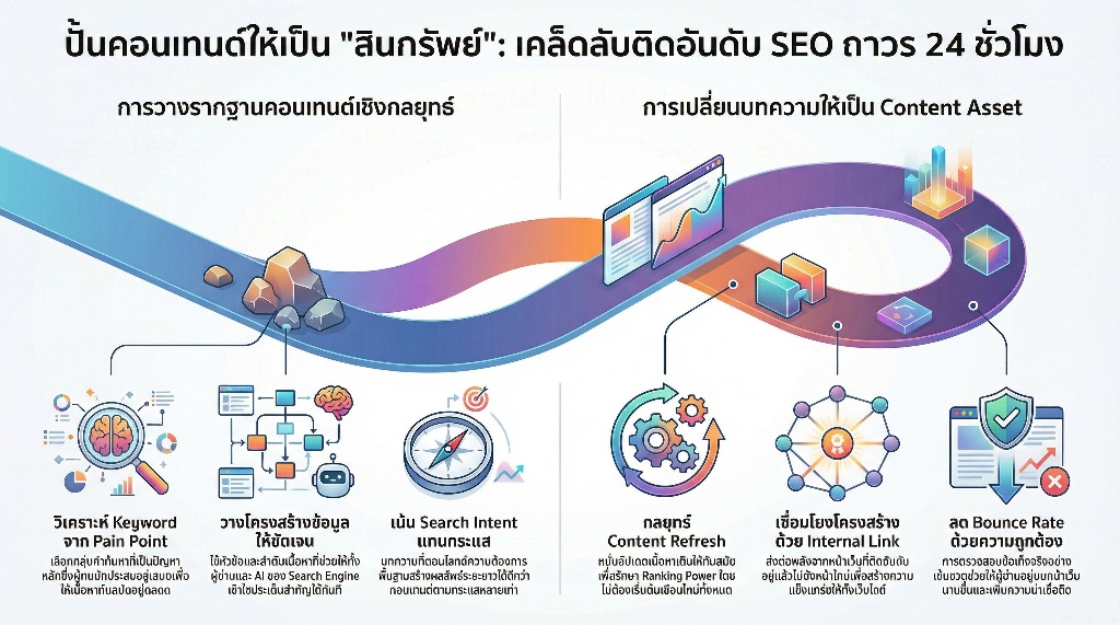 กลยุทธ์การวางโครงสร้างคอนเทนต์ให้ยั่งยืน 2 เคล็ดลับทำคอนเทนต์ให้ติดอันดับถาวรโดยไม่ต้องพึ่งโชค