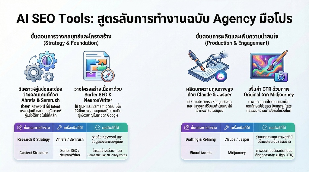 AI Tools Review แนะนำเครื่องมือ AI SEO ที่ Agency เลือกใช้จริง 5 เจาะลึก AI SEO Tools ที่ Agency มือโปรเลือกใช้จริง