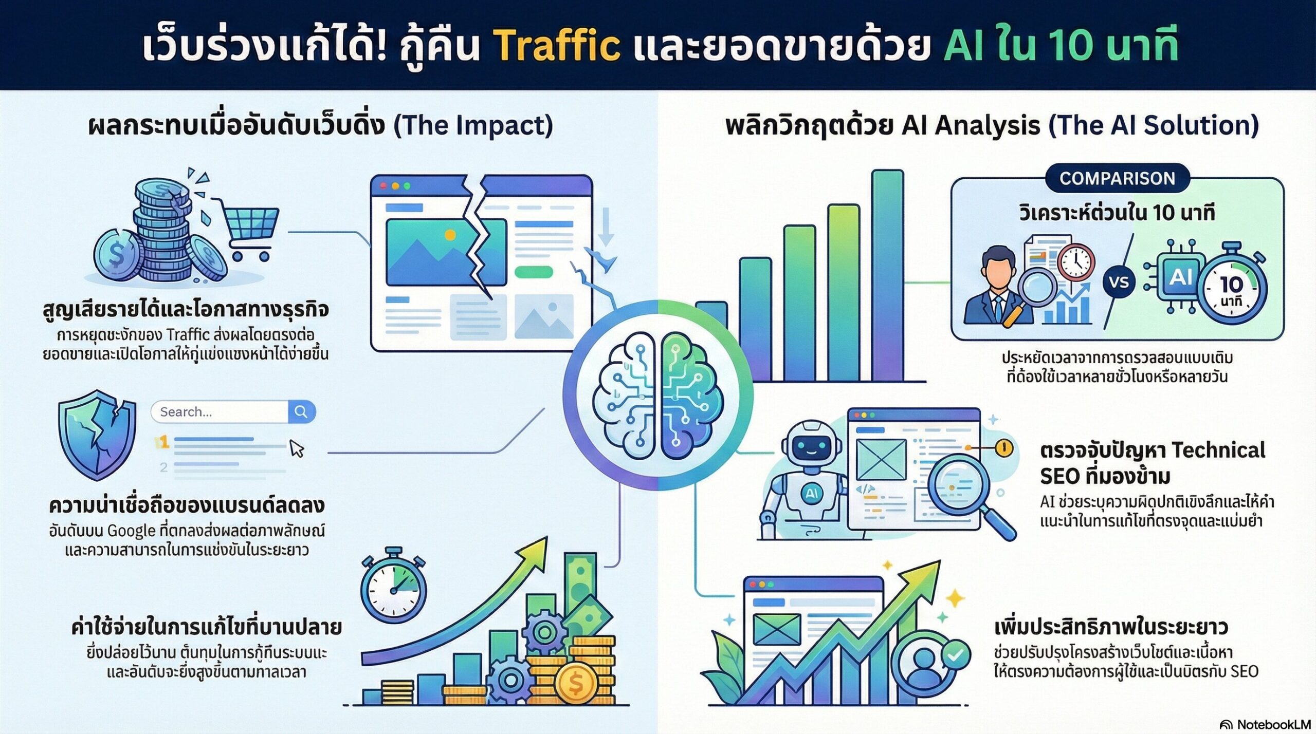เว็บร่วงทำไง? วิเคราะห์ด่วนด้วย AI ใน 10 นาที! (The Hook)