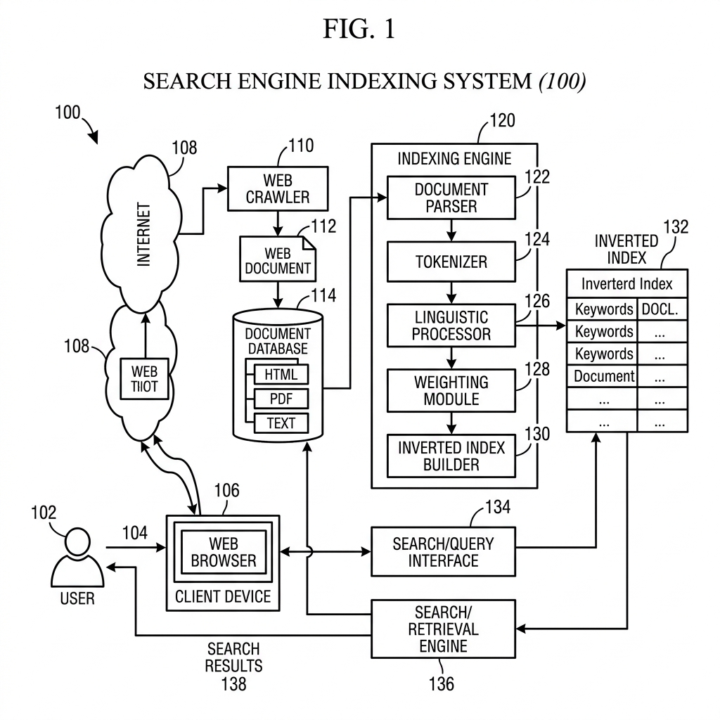Figure 1: Google Search System Patent Drawing