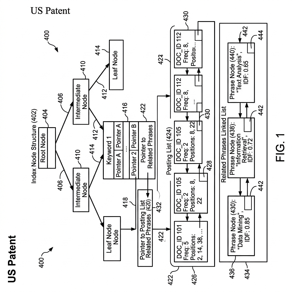 Figure 4: Google Posting Lists Data Structure Patent Drawing