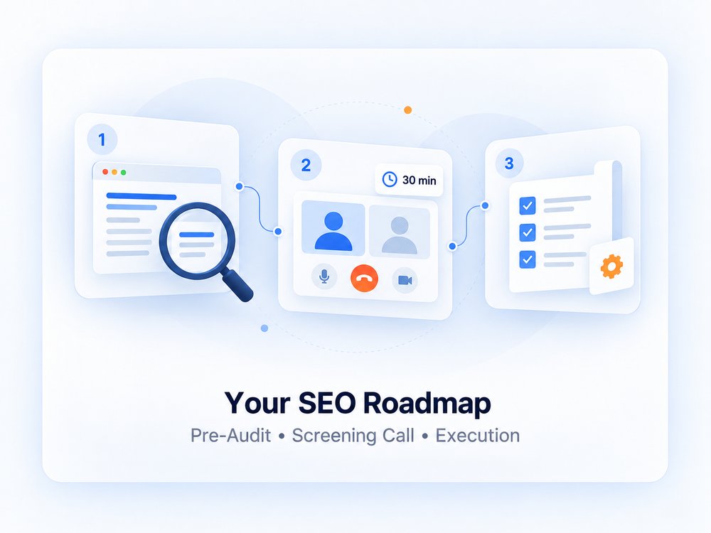 ขั้นตอนการเริ่มรับคำปรึกษา SEO 3 ขั้นตอน ตั้งแต่ Pre-Audit, Screening Call 30 นาที ไปจนถึงการลงมือปฏิบัติจริง